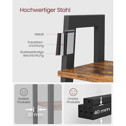 Artikelbild 10 für VASAGLE Bücherregal braun, schwarz 56,0 x 32,0 x 172,0 cm, Artikelnummer 262834