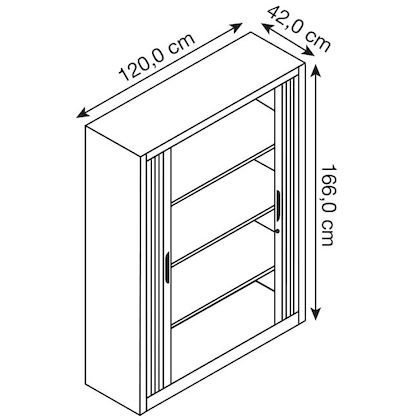 Artikelbild 2 für CP Omnispace Rollladenschrank schwarzgrau 3 Fachböden 120,0 x 42,0 x 166,0 cm, Artikelnummer 918219