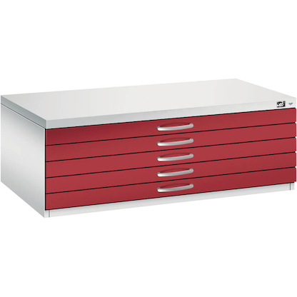 Artikelbild 4 für CP 7100 Planschrank lichtgrau, rubinrot 5 Schubladen 110,0 x 76,5 x 42,0 cm, Artikelnummer 682183