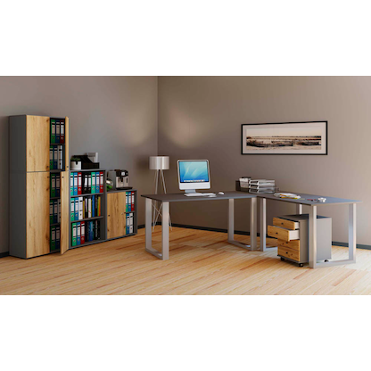 Artikelbild 4 für VCM my office Lona Schreibtisch anthrazit rechteckig, U-Fuß-Gestell silber 140,0 x 80,0 cm, Artikelnummer 268379