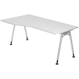 Artikelbild 1 für HAMMERBACHER AS18 höhenverstellbarer Schreibtisch weiß Trapezform, A-Fuß-Gestell silber 180,0 x 80,0 cm, Artikelnummer 964197