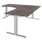 Artikelbild 1 für röhr Imperia elektrisch höhenverstellbarer Schreibtisch quarzit fünfeckig, T-Fuß-Gestell silber 180,0/200,0 x 80,0 cm, Artikelnummer 495982