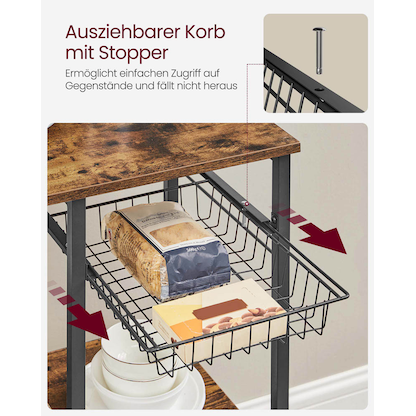 Artikelbild 8 für VASAGLE Küchen-Organizer braun, schwarz 90,0 x 40,0 x 134,0 cm, Artikelnummer 262559