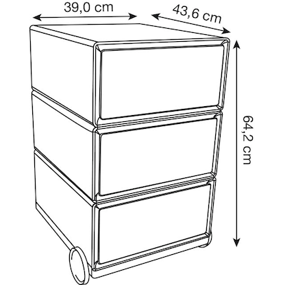 Artikelbild 2 für PAPERFLOW easyBox Rollcontainer weiß 3 Auszüge 39,0 x 43,6 x 64,2 cm, Artikelnummer 170757