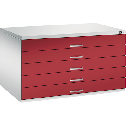 Artikelbild 4 für CP 7200 Planschrank lichtgrau, rubinrot 5 Schubladen 135,0 x 96,0 x 76,0 cm, Artikelnummer 682827