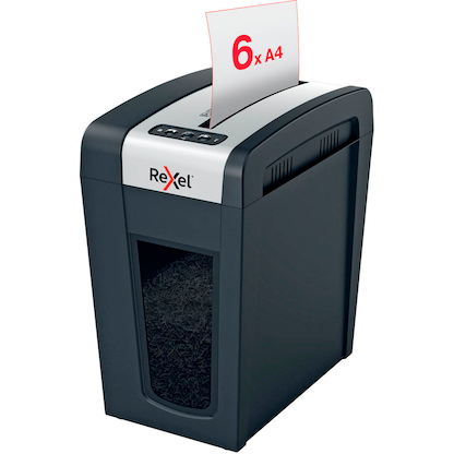 Artikelbild 12 für Rexel Secure MC6-SL Aktenvernichter mit Partikelschnitt P-5, 2 x 15 mm, bis 6 Blatt, schwarz, Artikelnummer 437204