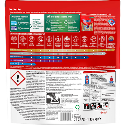 Artikelbild 2 für Somat EXCELLENCE PREMIUM 5in1 Spülmaschinentabs 72 St., Artikelnummer 658876