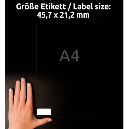 Artikelbild 4 für 1.200 AVERY Zweckform Folien-Adressetiketten J4720-25 transparent 45,7 x 21,2 mm, Artikelnummer 345306