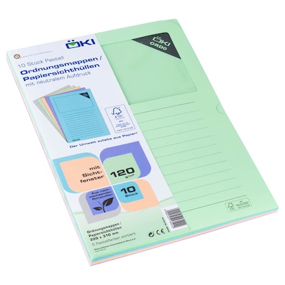 Artikelbild 3 für 10 ÖKI Sichthüllen Ordo pastell DIN A4 farbsortiert glatt 120 g/qm, Artikelnummer 530448