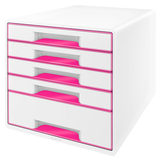 Artikelbild 1 für AKTION: LEITZ Schubladenbox WOW Cube perlweiß/pink 52142023, DIN A4 mit 5 Schubladen mit Prämie nach Registrierung, Artikelnummer 418645