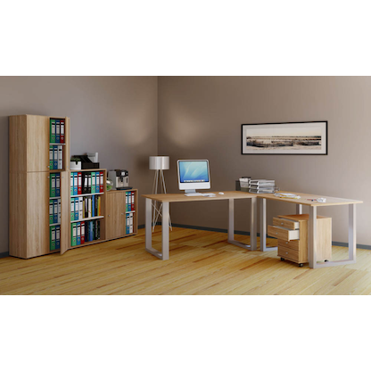 Artikelbild 4 für VCM my office Lona Schreibtisch sonoma-eiche quadratisch, U-Fuß-Gestell silber 80,0 x 80,0 cm, Artikelnummer 973313