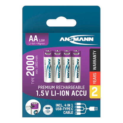 Artikelbild 10 für 4 ANSMANN USB-Akkus mit Ladekabel 2000 Mignon AA 1.800 mAh, Artikelnummer 173926