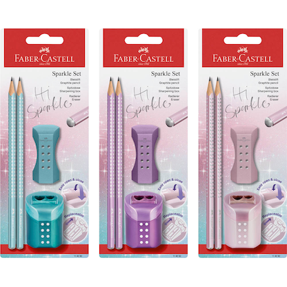 Artikelbild 17 für FABER-CASTELL Grip Sparkle Bleistift-Set B rosé, lila oder ocean mit Radierer, 1 Set, Artikelnummer 100309