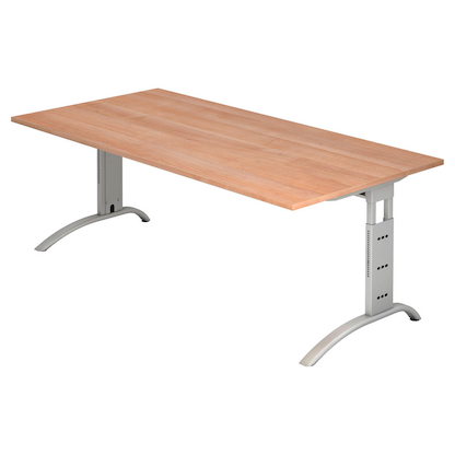 Artikelbild für HAMMERBACHER FS2E höhenverstellbarer Schreibtisch nussbaum rechteckig, C-Fuß-Gestell silber 200,0 x 100,0 cm, Artikelnummer 863605