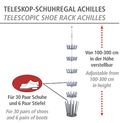 Artikelbild 3 für WENKO Teleskop-Schuhregal Achilles weiß, grau 30,0 x 30,0 x 100,0 - 300,0 cm, Artikelnummer 529143
