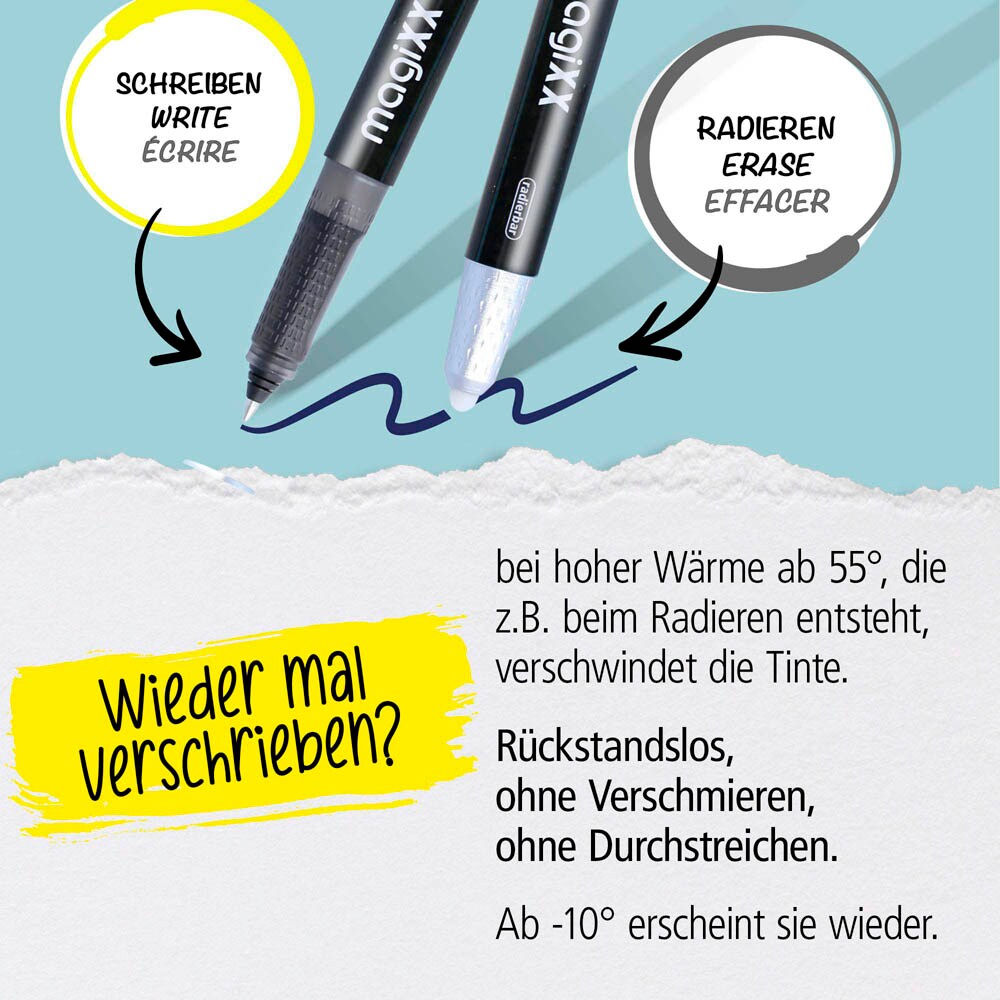 12 Blaue Kugelschreiber, Radierbar – 0,7 Mm Stärke – Mit Zweifarbiger Spitze (schreiben & Löschen) – Für Schule, Büro & Als Geschenk