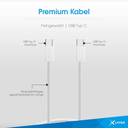 Artikelbild 3 für XLAYER USB C USB-Kabel 2,0 m weiß, 1 St., Artikelnummer 344372