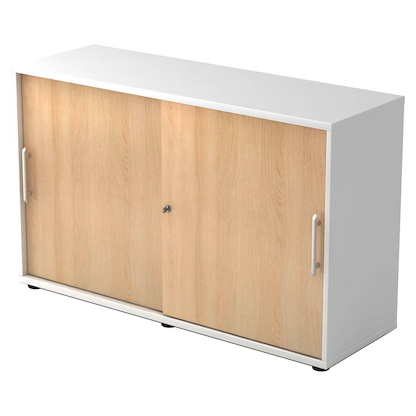 Artikelbild für HAMMERBACHER Schiebetürenschrank, V1752S/W/E/RE weiß, eiche 1 Fachboden 120,0 x 40,0 x 74,8 cm, Artikelnummer 593006