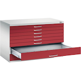 Artikelbild 1 für CP 7100 Planschrank lichtgrau, rubinrot 8 Schubladen 110,0 x 76,5 x 76,0 cm, Artikelnummer 682676