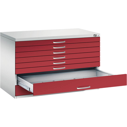Artikelbild für CP 7100 Planschrank lichtgrau, rubinrot 8 Schubladen 110,0 x 76,5 x 76,0 cm, Artikelnummer 682676