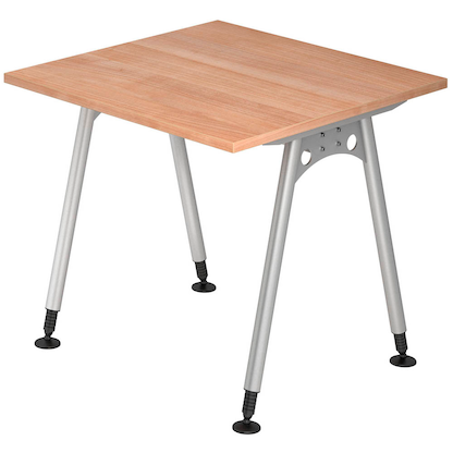 Artikelbild für HAMMERBACHER AS08 höhenverstellbarer Schreibtisch nussbaum quadratisch, A-Fuß-Gestell silber 80,0 x 80,0 cm, Artikelnummer 963942