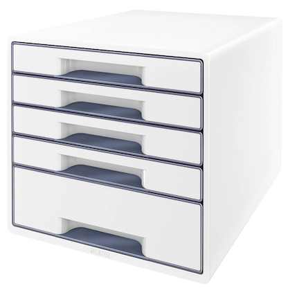Artikelbild für AKTION: LEITZ Schubladenbox WOW Cube perlweiß/grau, DIN A4 mit 5 Schubladen, Artikelnummer 663639
