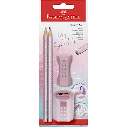 Artikelbild 3 für FABER-CASTELL Grip Sparkle Bleistift-Set B rosé, lila oder ocean mit Radierer, 1 Set, Artikelnummer 100309