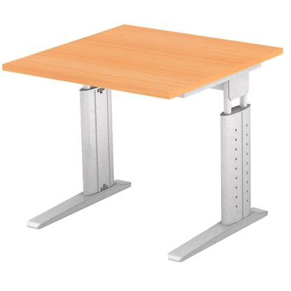 Artikelbild für HAMMERBACHER US08 höhenverstellbarer Schreibtisch buche quadratisch, C-Fuß-Gestell silber 80,0 x 80,0 cm, Artikelnummer 865093