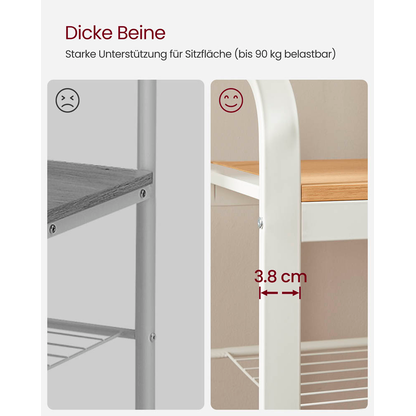 Artikelbild 10 für VASAGLE Garderobenbank mit Haken und Schuhrost HSR40W weiß Holz 72,0 cm, Artikelnummer 439848