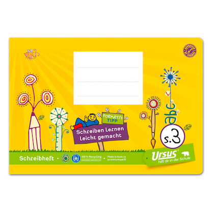 Artikelbild 2 für Ursus Schulheft Formati Recycling Lineatur S3 liniert DIN A5 quer Rand rundum, 20 Blatt, Artikelnummer 800132