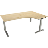 Artikelbild 1 für fm Sidney höhenverstellbarer Schreibtisch königsahorn Bogenform, C-Fuß-Gestell Quadratrohr silber 180,0 x 80,0 cm, Artikelnummer 565644