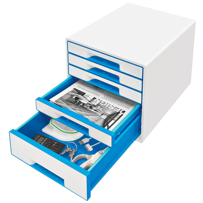 Artikelbild 2 für AKTION: LEITZ Schubladenbox WOW Cube perlweiß/blau 52142036, DIN A4 mit 5 Schubladen mit Prämie nach Registrierung, Artikelnummer 418653