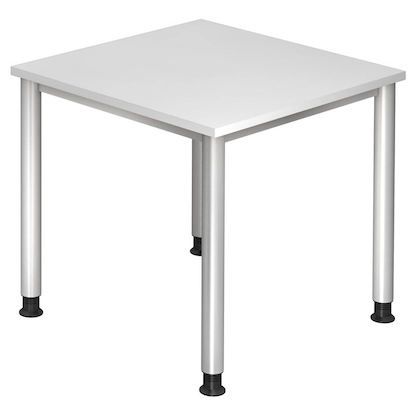 Artikelbild 4 für HAMMERBACHER HS08 höhenverstellbarer Schreibtisch weiß quadratisch, 4-Fuß-Gestell silber 80,0 x 80,0 cm, Artikelnummer 589743