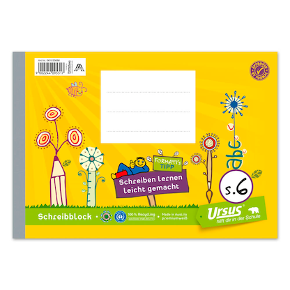 Artikelbild 2 für Ursus Schulheft Formati Recycling Lineatur S6 liniert DIN A5 quer Rand rundum, 48 Blatt, Artikelnummer 800153