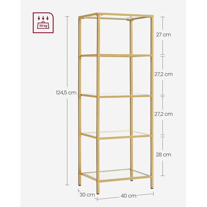Artikelbild 4 für VASAGLE Bücherregal gold 40,0 x 30,0 x 124,5 cm, Artikelnummer 262507