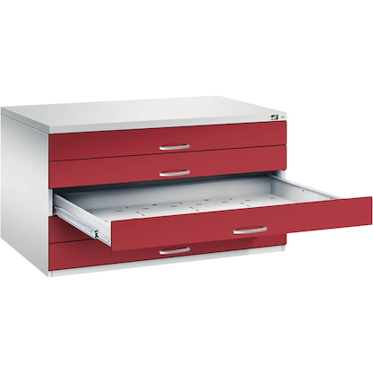 Artikelbild für CP 7200 Planschrank lichtgrau, rubinrot 5 Schubladen 135,0 x 96,0 x 76,0 cm, Artikelnummer 682827