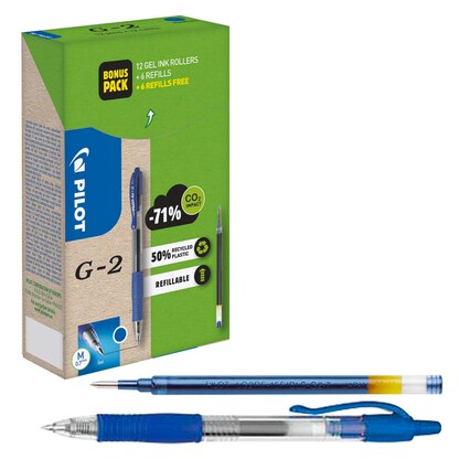 Artikelbild 6 für AKTION: PILOT G2 Greenpack Gelschreiber-Set blau/transparent 0,4 mm, Schreibfarbe: blau, 1 Set + GRATIS 6 Gelschreiberminen, Artikelnummer 324562