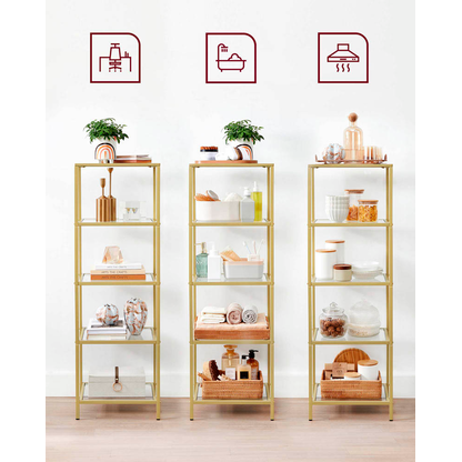 Artikelbild 9 für VASAGLE Bücherregal gold 40,0 x 30,0 x 124,5 cm, Artikelnummer 262507