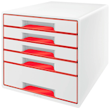Artikelbild 1 für AKTION: LEITZ Schubladenbox WOW Cube perlweiß/rot, DIN A4 mit 5 Schubladen, Artikelnummer 663619
