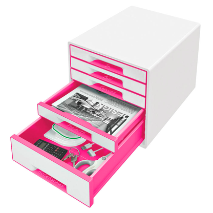 Artikelbild 2 für AKTION: LEITZ Schubladenbox WOW Cube perlweiß/pink 52142023, DIN A4 mit 5 Schubladen mit Prämie nach Registrierung, Artikelnummer 418645