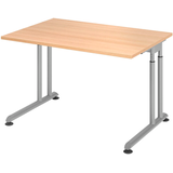 Artikelbild 1 für HAMMERBACHER ZS12 höhenverstellbarer Schreibtisch eiche rechteckig, C-Fuß-Gestell silber 120,0 x 80,0 cm, Artikelnummer 990572