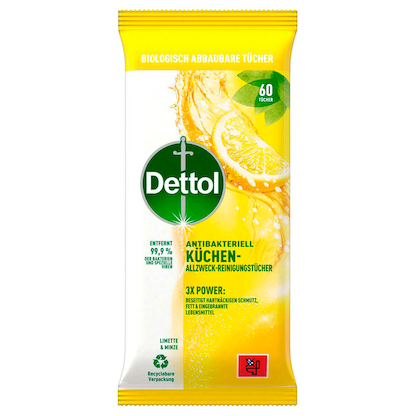 Artikelbild 2 für Dettol feuchte Allzweck-Reinigungstücher ANTIBAKTERIELL 1-lagig weiß, 120 St., Artikelnummer 971313