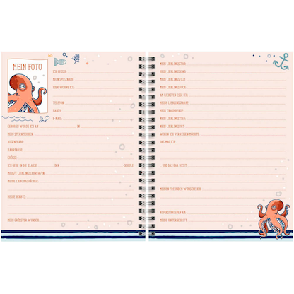 Artikelbild 3 für BRUNNEN Freundebuch Happy Ocean ca. DIN A5 liniert, blau Hardcover 80 Seiten, Artikelnummer 163057