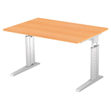 Artikelbild 1 für HAMMERBACHER US12 höhenverstellbarer Schreibtisch buche rechteckig, C-Fuß-Gestell silber 120,0 x 80,0 cm, Artikelnummer 865358