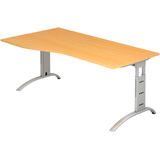 Artikelbild 1 für HAMMERBACHER FS18 höhenverstellbarer Schreibtisch buche Trapezform, C-Fuß-Gestell silber 180,0 x 80,0/100,0 cm, Artikelnummer 863276