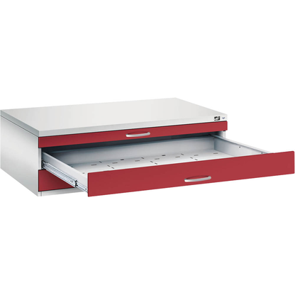 Artikelbild für CP 7200 Planschrank lichtgrau, rubinrot 3 Schubladen 135,0 x 96,0 x 42,0 cm, Artikelnummer 682702