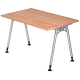 Artikelbild 1 für HAMMERBACHER AS12 höhenverstellbarer Schreibtisch nussbaum rechteckig, A-Fuß-Gestell silber 120,0 x 80,0 cm, Artikelnummer 964031