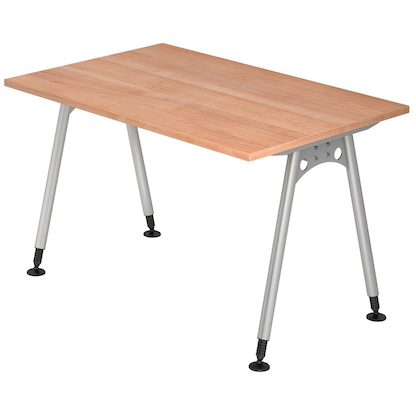 Artikelbild für HAMMERBACHER AS12 höhenverstellbarer Schreibtisch nussbaum rechteckig, A-Fuß-Gestell silber 120,0 x 80,0 cm, Artikelnummer 964031