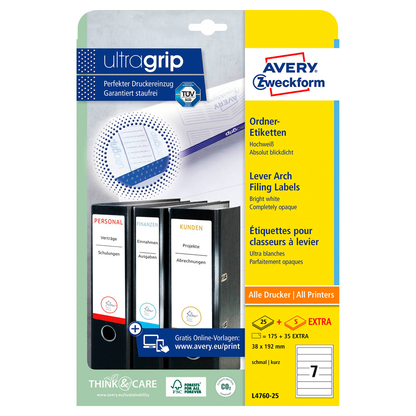 Artikelbild 2 für 210 AVERY Zweckform Ordneretiketten L4760-25 weiß, Artikelnummer 345611