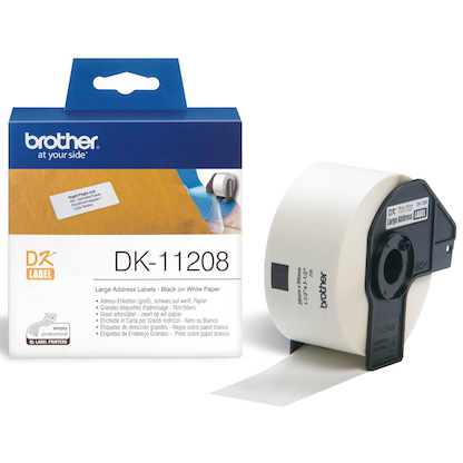 Artikelbild für brother Etikettenrolle für Etikettendrucker DK11208 weiß, 38,0 x 90,0 mm, 1 x 400 Etiketten, Artikelnummer 639179